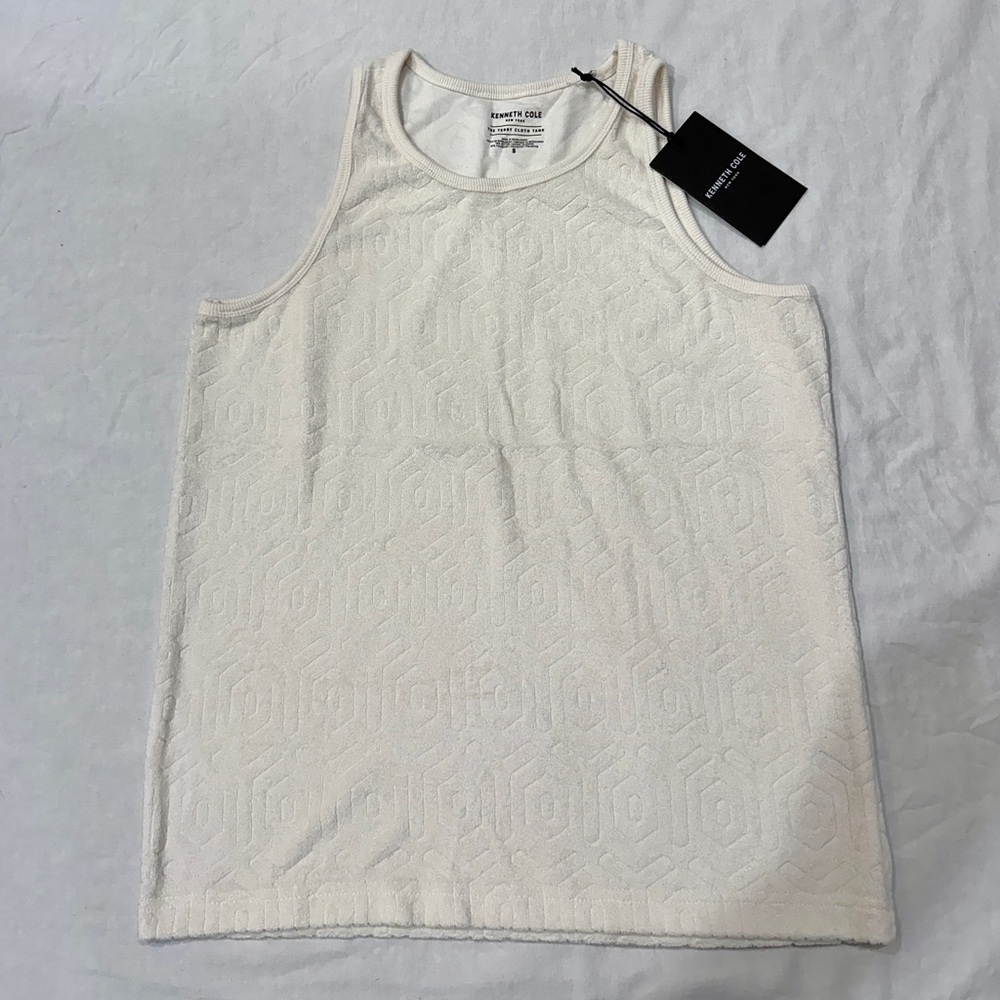 Men’s Kenneth Cole Cream Terry Cloth Tank. Size Small. NWT